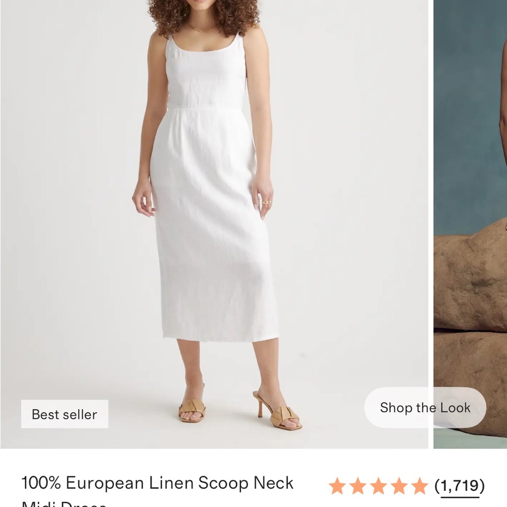 Quince White Linen Midi Dress